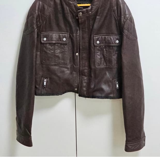 크롭 가죽 자켓