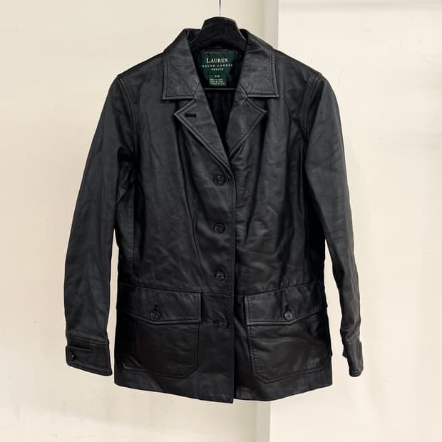 랄프로렌 블랙 레더 블레이저 자켓