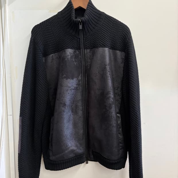 N191. 알마니 아르마니 익스체인지 비건레더 니트집업