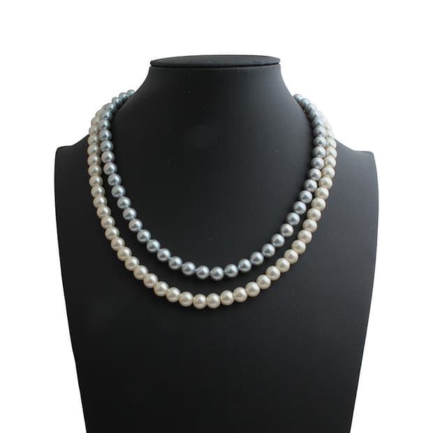 아이보리/그레이 진주목걸이 2종 세트