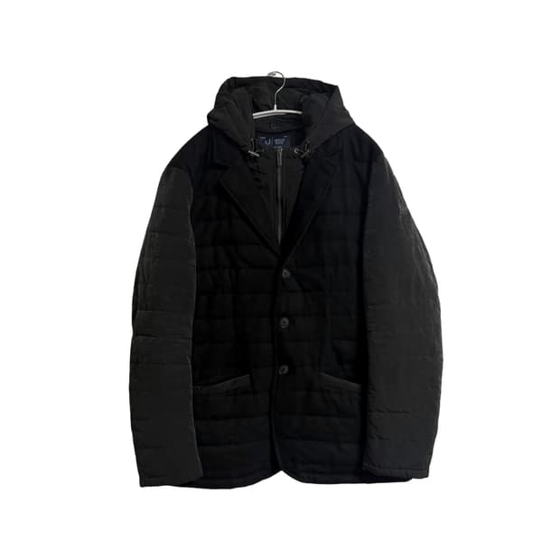 아르마니 진스 퀼팅 패딩 후드 블레이저 자켓