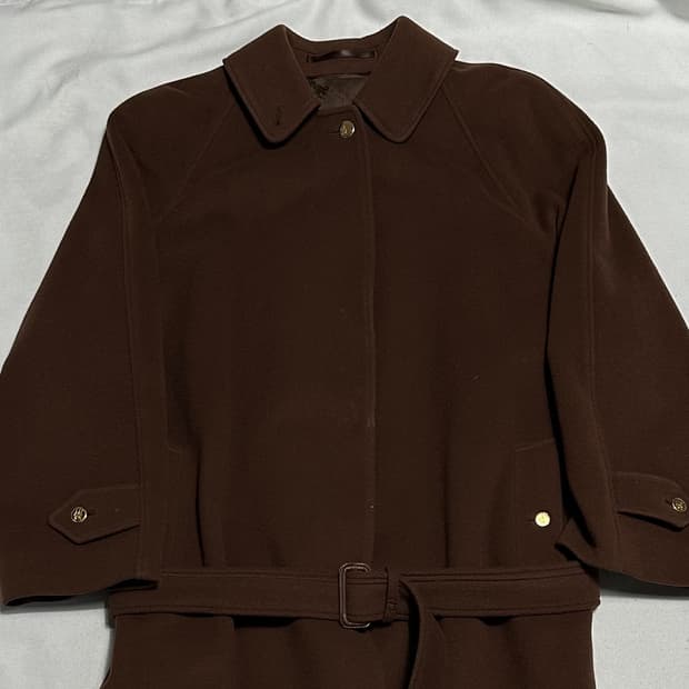 XL 버버리 골드 버튼 울 브라운 코트