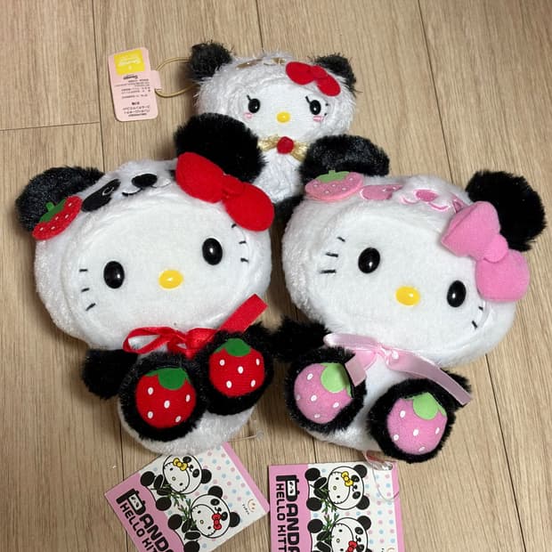 일괄/레어) 고전 딸기 판다 키티 인형