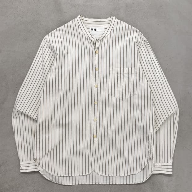 마가렛호웰 스트라이프 헨리넥 셔츠