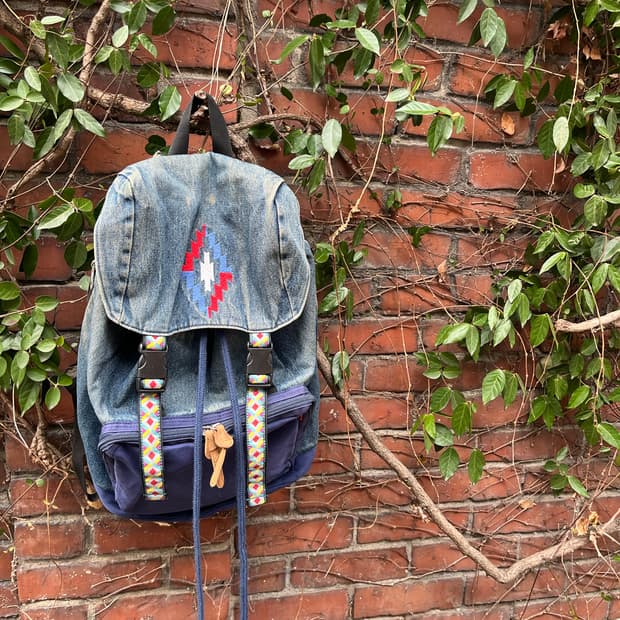 티티카카 데님 히피 자수 백팩
