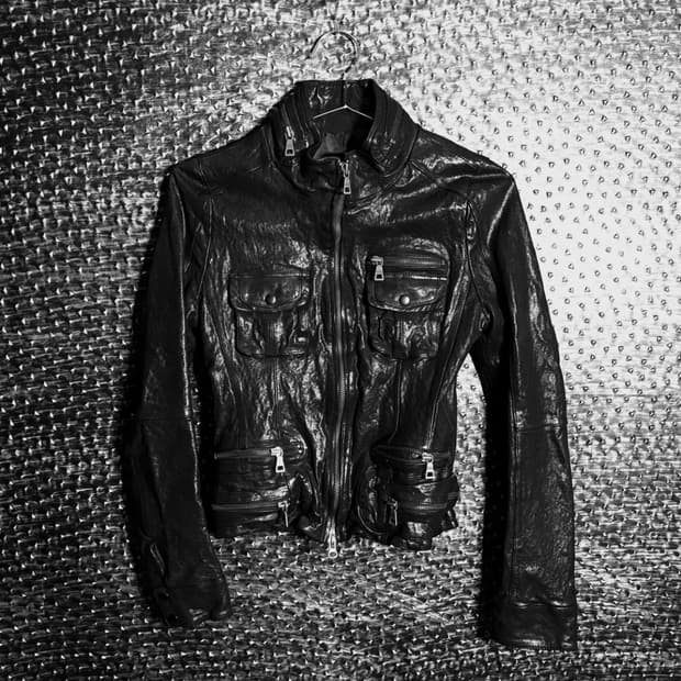 에이징 멀티 포켓 레더자켓