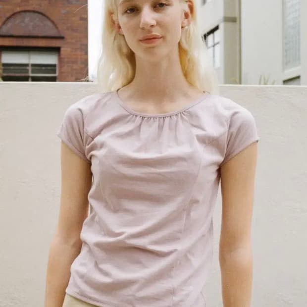 페스토) SHIRRING T-SHIRT ROSE