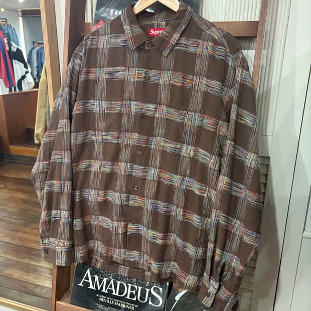 23FW 슈프림 우븐 플레이드 긴팔 셔츠 L