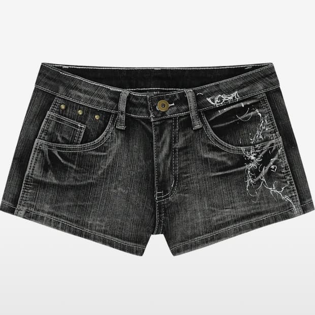 길라아카이브 TATTOOED GRAPHIC DENIM SHORTS