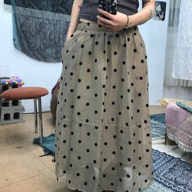 빈티지 여성 밴딩 도트 스커트 