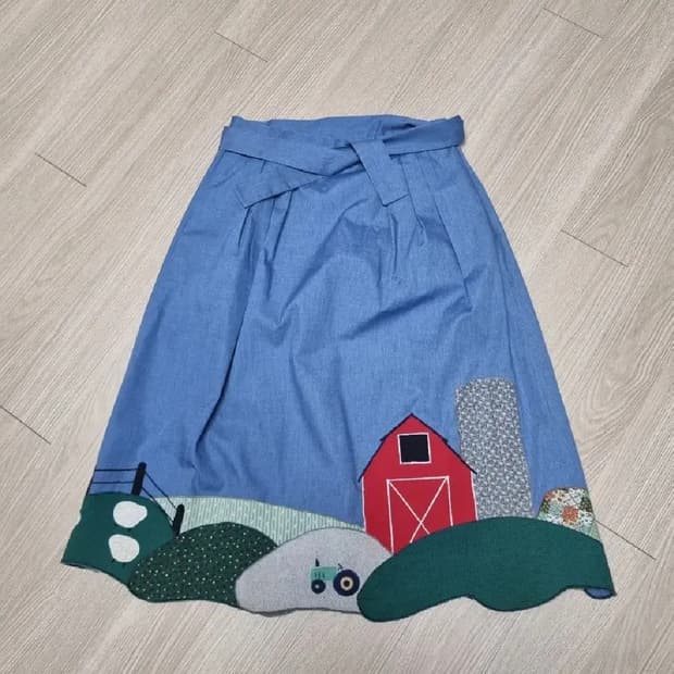 퀼팅 빈티지 랩스커트
