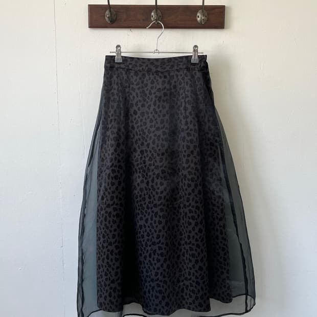 COLZA 호피 레이어드 시스루 스커트