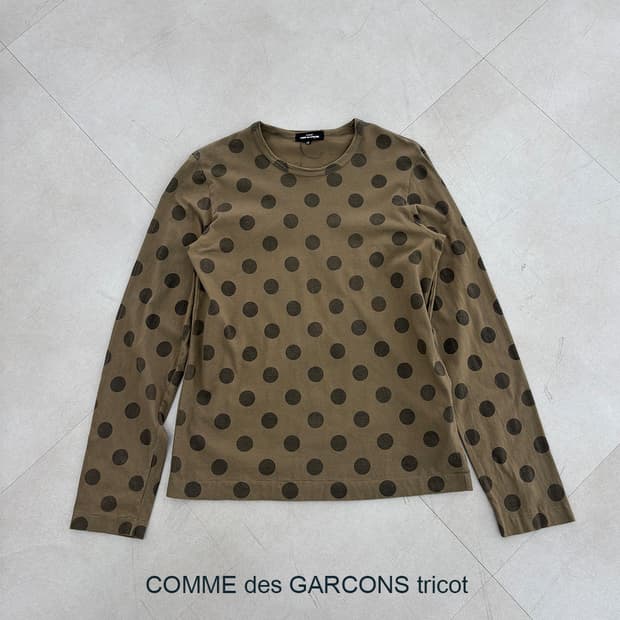 tricot comme des garcons 카키 도트 티셔츠