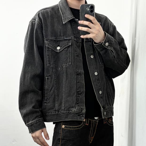 캘빈클라인 흑청 데님 자켓