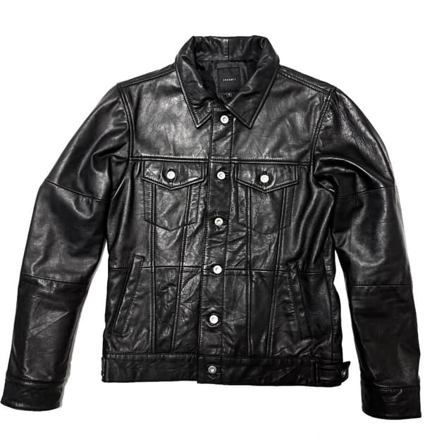 roshell - 레더 패치워크 트러커 자켓