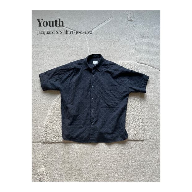 Youth 네이비 자카드 반팔 셔츠 (100-105)