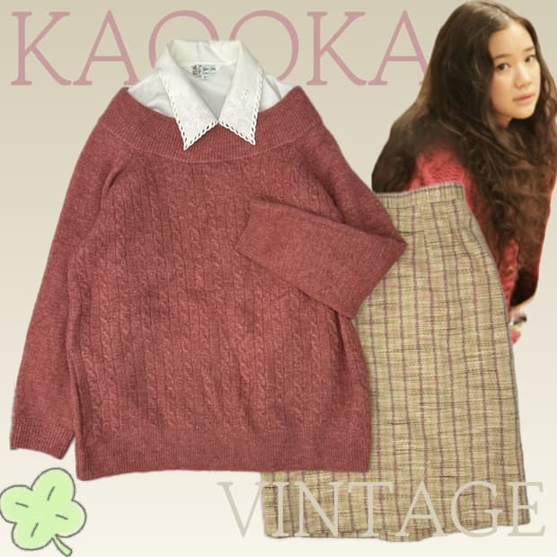 🍓하구미의 니트 코디세트🍓블라우스 러블리 그런지 에스닉 히피 일본