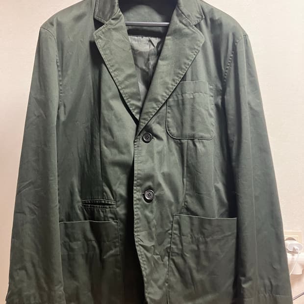 다크그린 투버튼 코튼 자켓