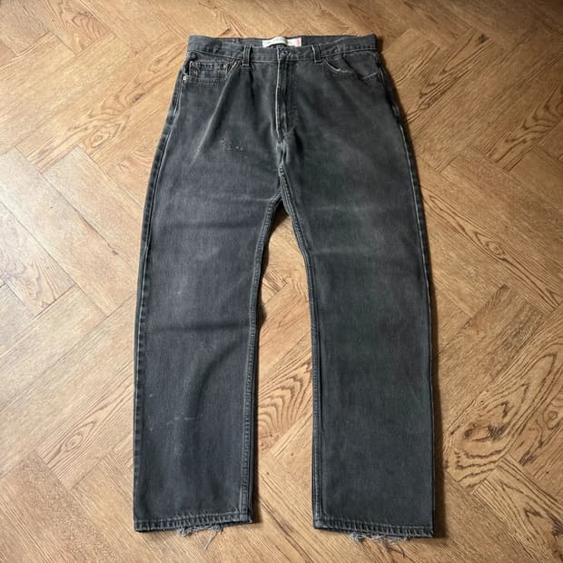 [36]00's 리바이스 505 빈티지 워싱 흑청 데님 팬츠