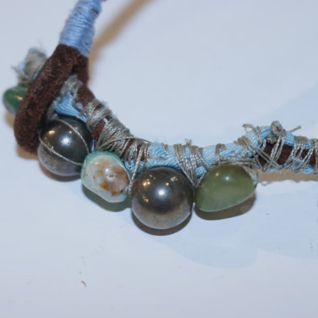 명주 원석 팔찌