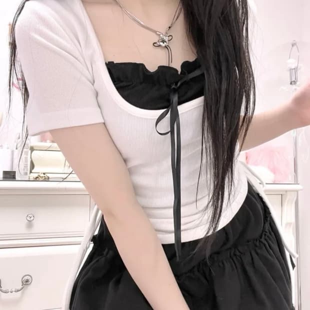 딸기부티크 발레리나 푸딩 반팔세트 + 수플레 캉캉 스커트 (코디세트)