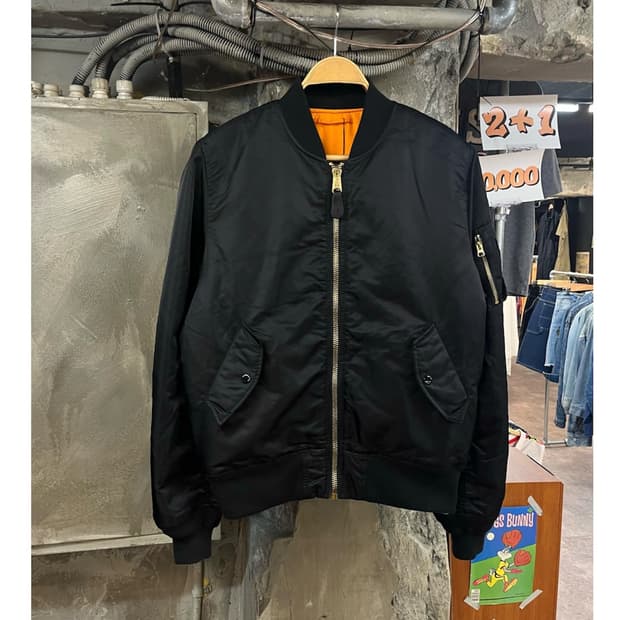 알파인더스트리 리버시블 ma1 자켓 블랙 오렌지 XL #csz3992  