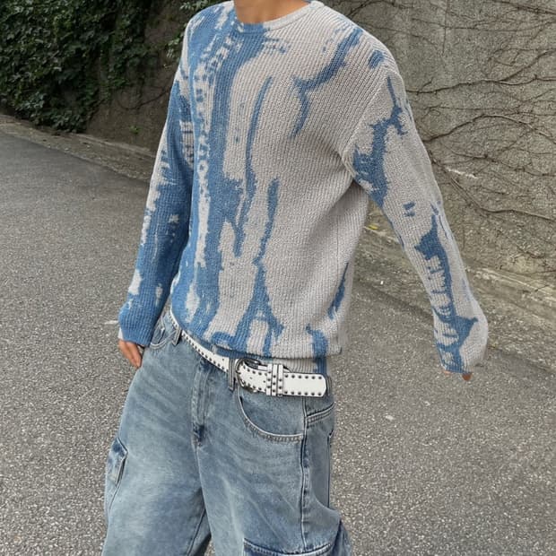 타이다이 워터컬러 니트 (블루)