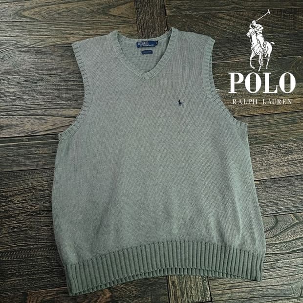 [폴로 랄프로렌] 포니 로고 자수 빈티지 브이넥 니트 조끼 M19952