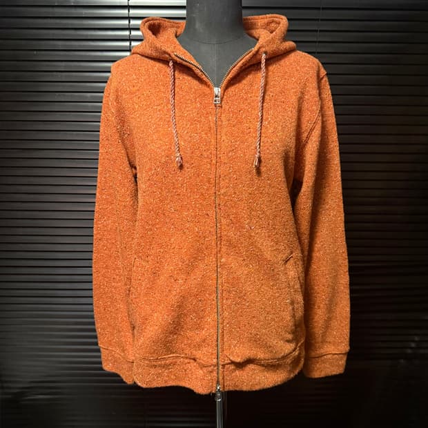 유니온 스테이션 주황색 오렌지 보카시 에스닉 웨스턴 니트 후드 집업 일본