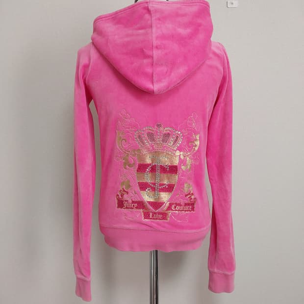 쥬시꾸뛰르 핑크 벨벳 후드 집업 y2k