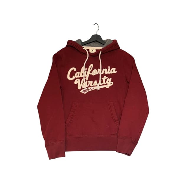 후아유 버건디 후드티 티셔츠 L