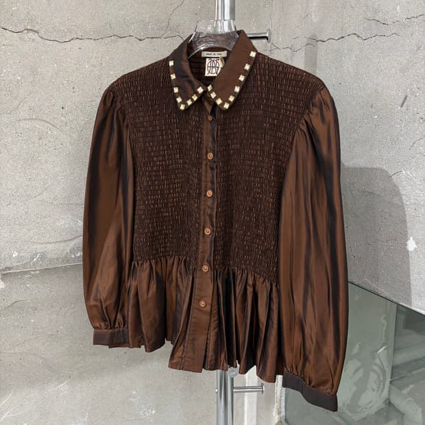 90’s 장폴고티에 스터드 카라 셔링 셔츠