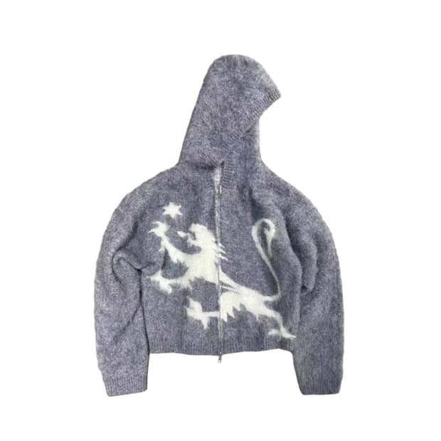 LUUUCAM Faux Mink Jacquard Dual-Zip Hood