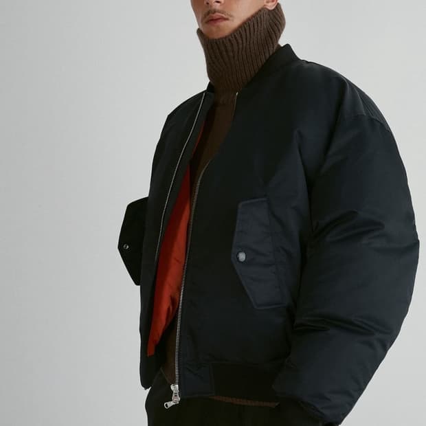 [M] 렉토 오버사이즈 나일론 다운 항공 점퍼 ma-1 마원 패딩 블랙