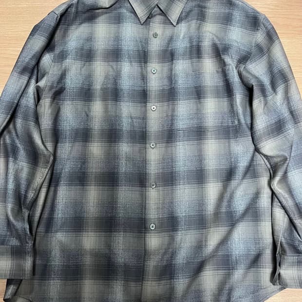 오라리 슈퍼 라이트 울 체크 셔츠 차콜 그레이 체크 - 24AW