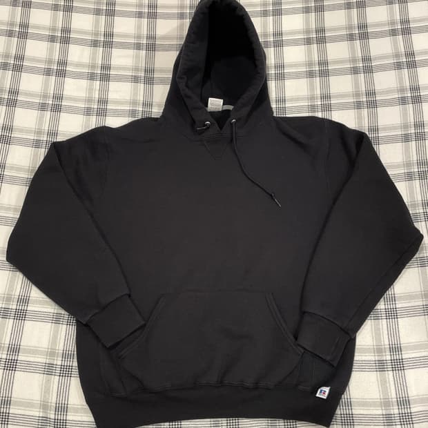 러셀 애슬레틱 빈티지 블랙 후드티