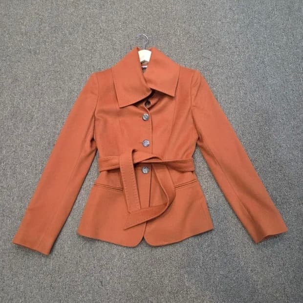 막스마라 테라코타 버진울 벨티드 자켓