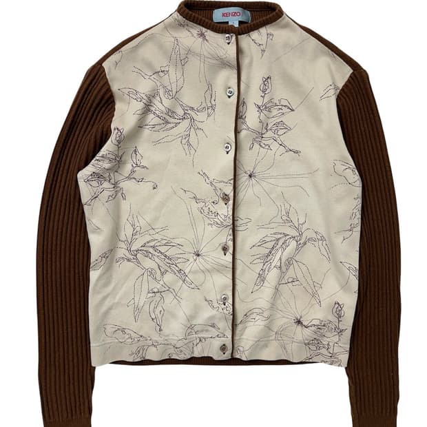 겐조 플로럴 니트 믹스 가디건