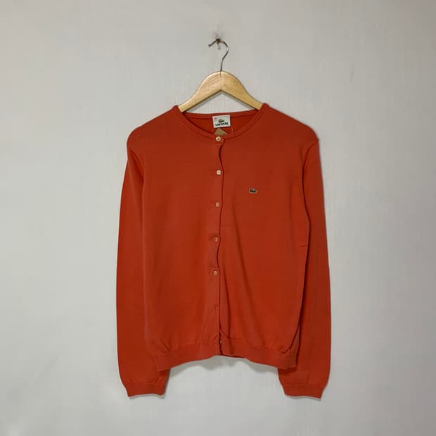 라코스테 빈티지 코랄색 가디건 100사이즈 여성 세미크롭