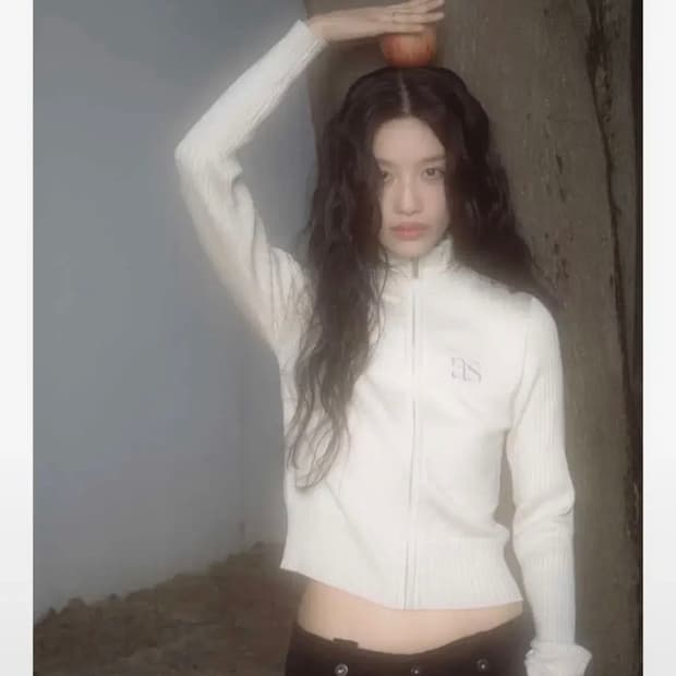 애즈온 maron knit zip up beige