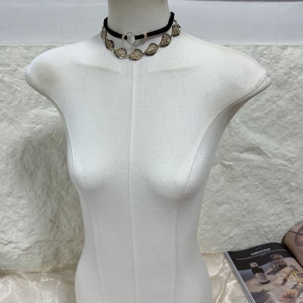 빈티지 스웨이드+나뭇잎 초커 목걸이세트