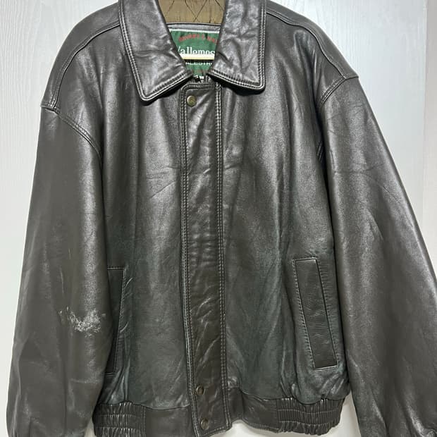 양가죽 블루종 짙은 올리브색