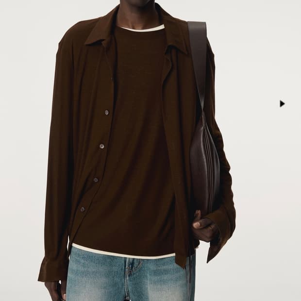 렉토 슬림핏 져지 셔츠 브라운 L (택 제거 새상품) 