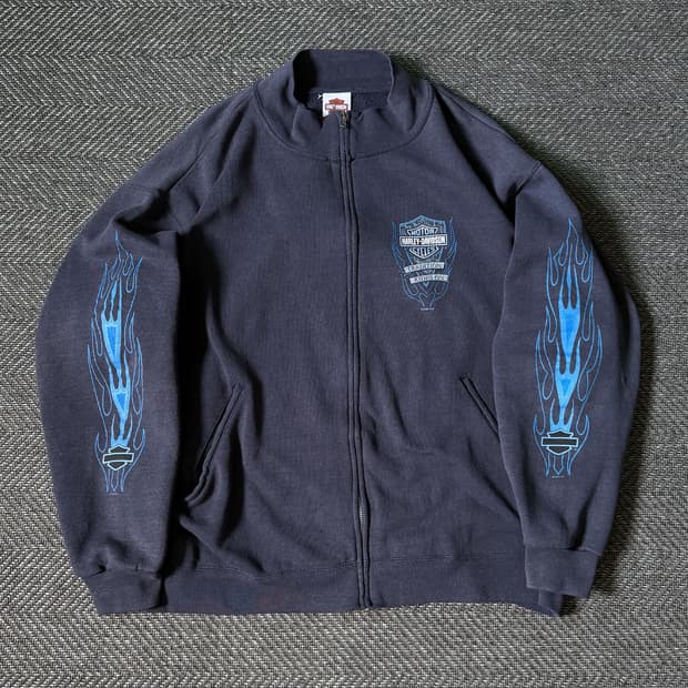 할리 데이비슨 플레임 슬리브 스웻 집업 자켓 (105-110)