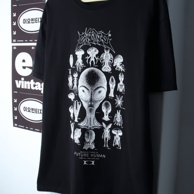 (XL-2XL) 크리틱 반팔 티셔츠 그래픽 에일리언 블랙-H32785
