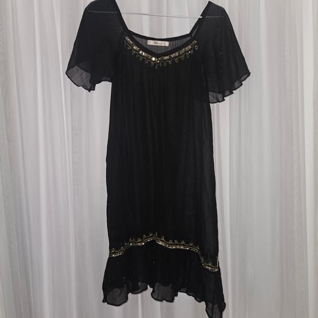 olive des olive 빈티지 스팽글 라인 시스루 슬립 원피스