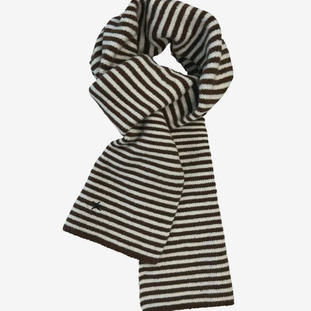 더콜디스트모먼트 스트라이프 머플러 목도리 브라운