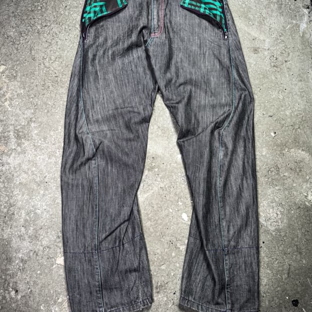 Check Pocket Denim Pants