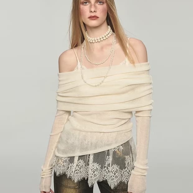 중브 원진스튜디오 패턴 레이스 슬립 레이어드