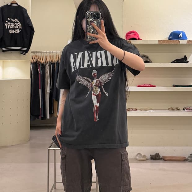 빈티지 너바나 3집 앨범 프린팅 반팔 티셔츠 U1579